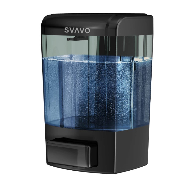 SVAVO Wall Mounted Soap Dispenser Kitchen Bathroom Manual Soap Dispenser Refillable Hand soap Dispenser for Liquid Contianers Shampoo Gel Chamber for Household Commerical 23.7oz (700ml) ABS - Image 1